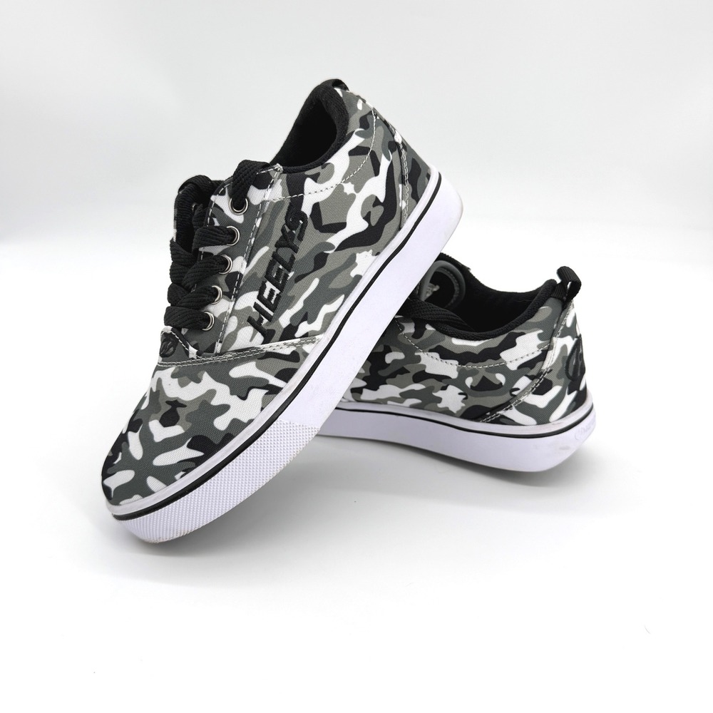 Heelys Pro 20 Prints Size 4Y Camo Canvas Single Wheel Skate Shoe Grey Black Kids